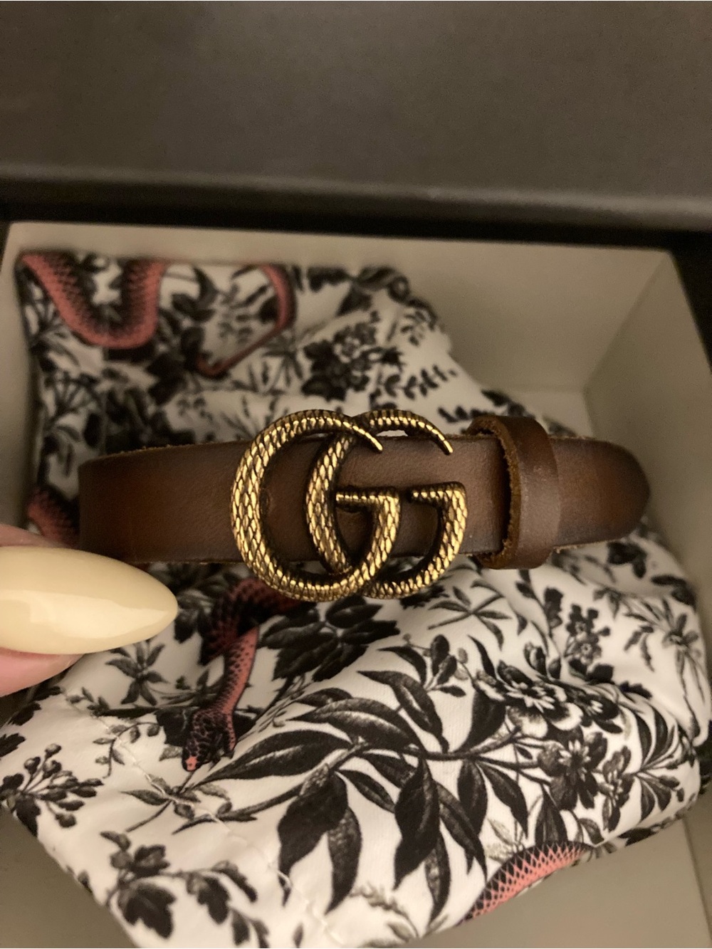 Gucci Brown Leather Belt with Twisted Gold Double G Buckle